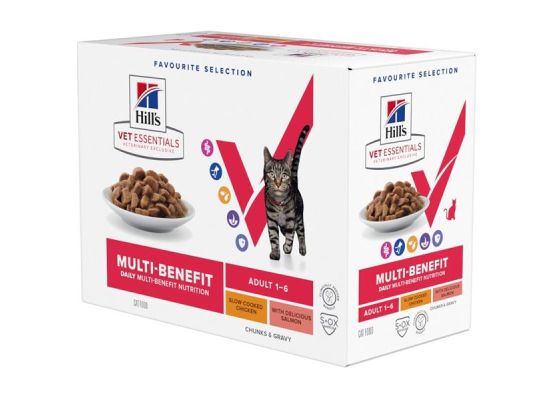 Hill's VetEssentials Feline Adult chicken/salmon kaps. 12 x 85 g NOVÝ
