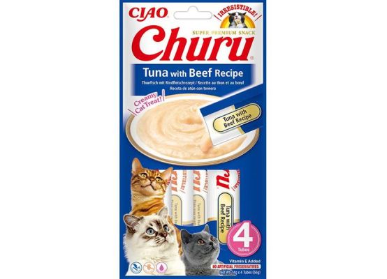 Inaba Churu cat snack tuňák & hovězí 4x 14g