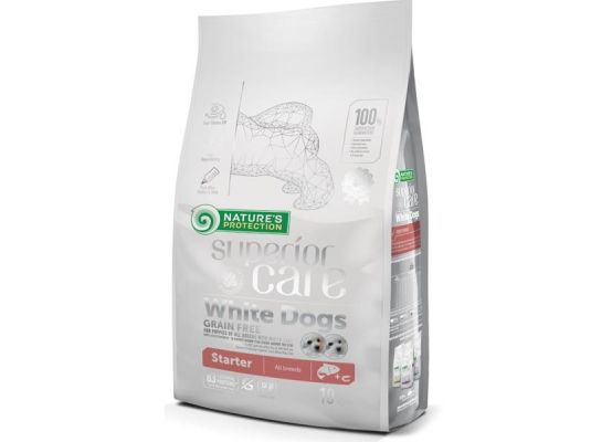 Nature's Protection Superior Care Dog Dry White Dogs Starter Grain Free Salmon 10 kg 