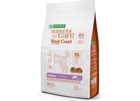 Nature's Protection Superior Care Dog Dry Red Coat Junior Mini Breed Grain Free Salmon 1,5 kg