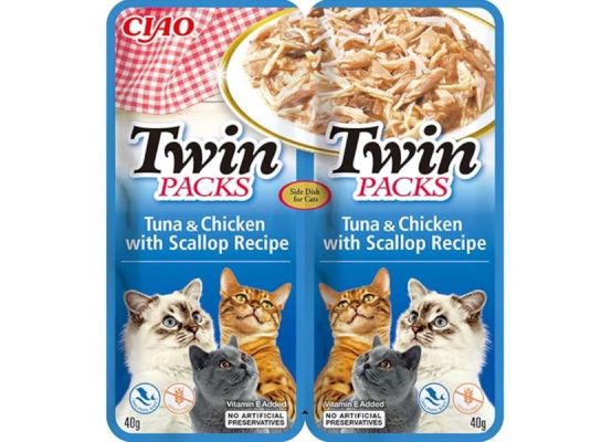 Inaba Twin Packs cat tuňák & kuře,hřebenatka 80g 