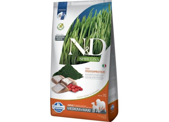 N&D SPIRULINA DOG Adult M/L Herring & Wolfberry 7kg