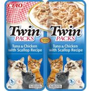 Inaba Twin Packs cat tuňák & kuře,hřebenatka 80g 