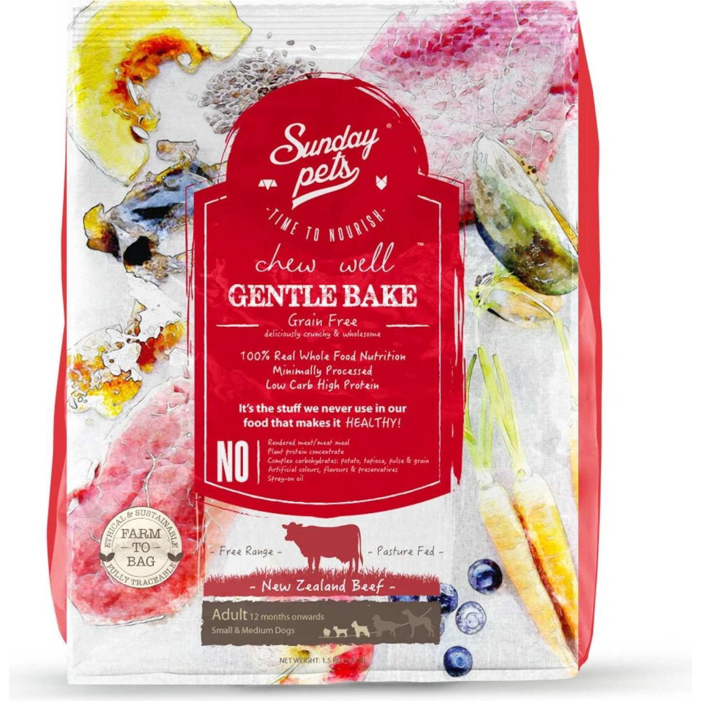 Sundaypets beef adult dog S/M breed 1,3 kg
