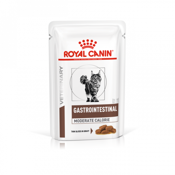 Royal Canin Veterinary Diet Cat Gastrointestinal Moderate Calorie Pouch 12x 0.85 Kg