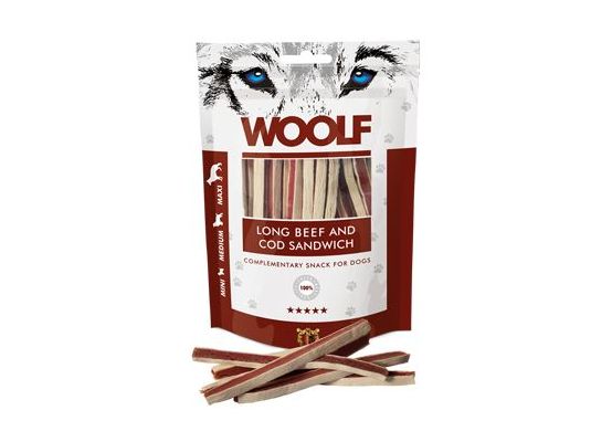 WOOLF pochoutka soft beef and cod sandwich long 100g