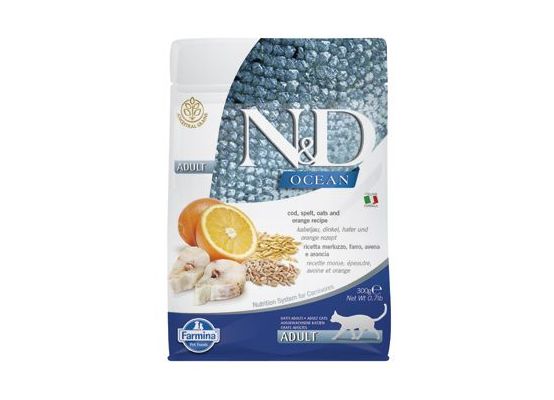 N&D OCEAN CAT LG Adult Codfish & Orange 300g