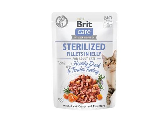 Brit Care Cat Fillets in Jelly Steril Duck&Turkey 85g