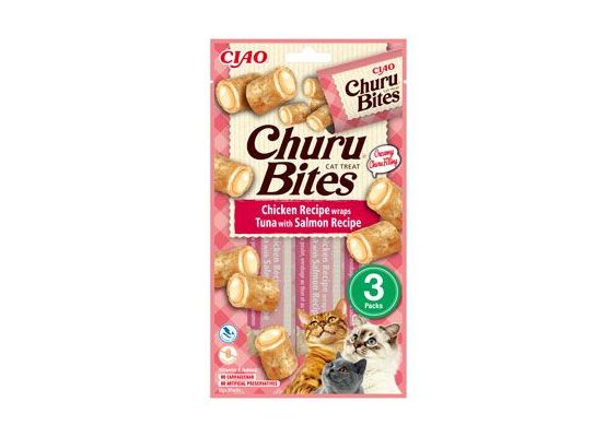 Churu Cat Bites Chicken wraps&Tuna Salmon Purée 3x10g