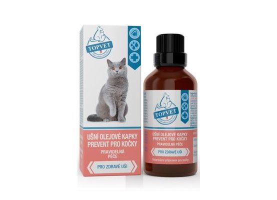 Ušní kapky Prevent pro kočky TOPVET 50ml