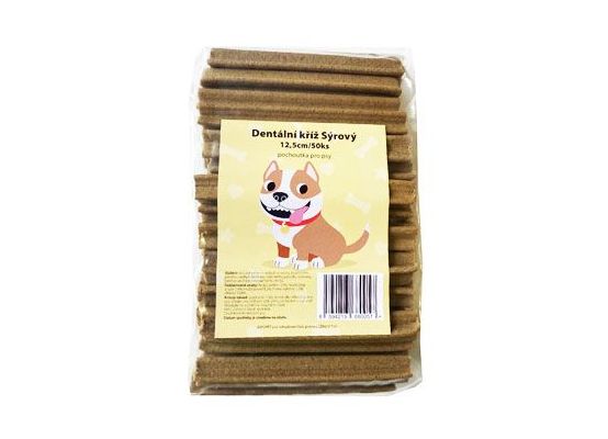 Pochoutka Dentální kříž Sýrový 12,5cm 50ks