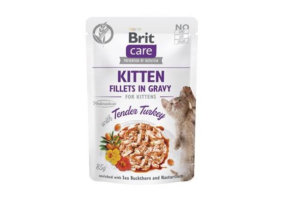 Brit Care Cat Fillets in Gravy Kitten Tend.Turkey 85g