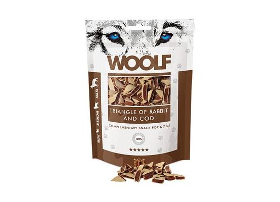 WOOLF pochoutka rabbit and Cod Triangle 100g