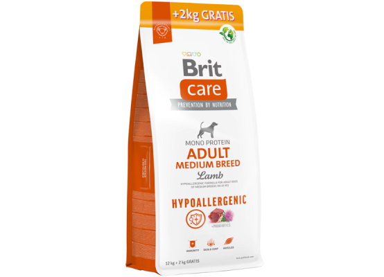 Brit Care Hypoallergenic Adult Medium Breed Lamb & Rice 12+2 kg